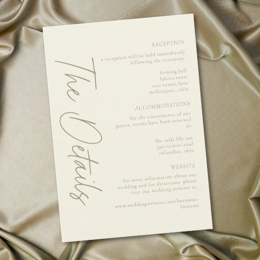 Carte D'accompagnement Elegant Ivory Cream Minimalist Wedding