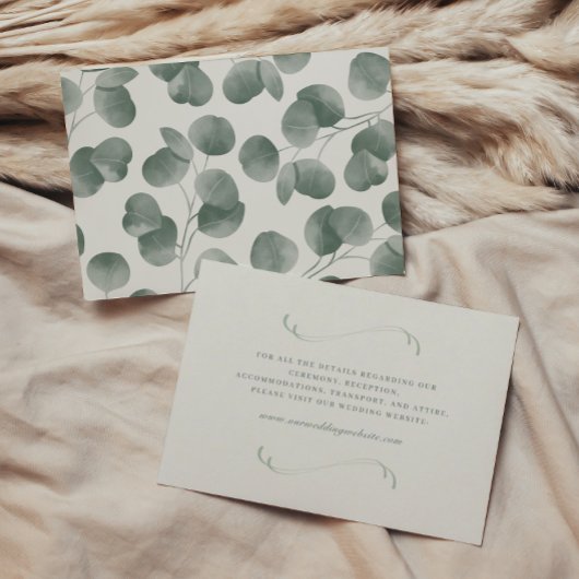 Carte D'accompagnement Elegant Ivory & Sage Fall Botanical Mariage Détail