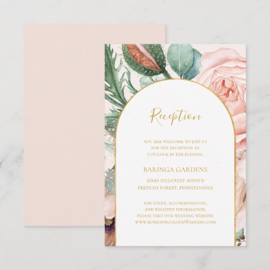 Carte D'accompagnement Elégant jardin fleuri | Réception de mariage Paste (Devant / Derrière)