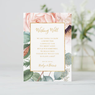 Carte D'accompagnement Elégant Jardin Floral Blush   Mariage Wishing well