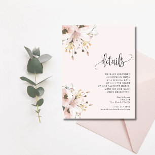 Carte D'accompagnement Elégant Jardin Floral Rose Mariage