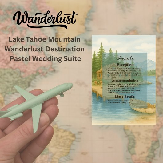 Carte D'accompagnement Elégant Lac Tahoe Rustic Mountain Mariage