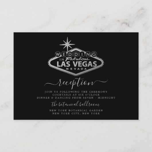 Carte D'accompagnement Elégant Las Vegas Destination Mariage Réception (Devant)