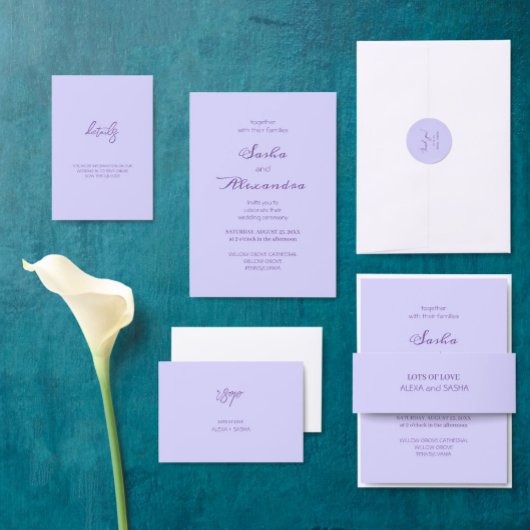 Carte D'accompagnement Élégant Lavande Violet Uni
