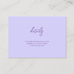 Carte D'accompagnement Élégant Lavande Violet Uni