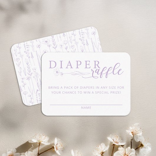 Carte D'accompagnement Elegant Lavender Baby Shower Diaper Raffle