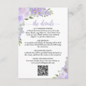 Carte D'accompagnement Elegant Lavender Floral Mariage Détails QR Code (Devant)