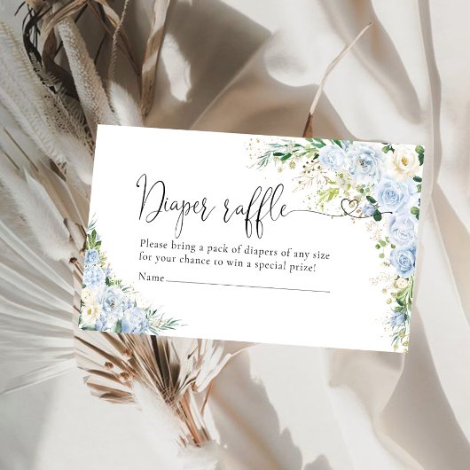 Carte D'accompagnement Elegant Light Blue Diaper Raffle  Enclosur