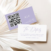 Carte D'accompagnement Elegant Light Purple and White Wedding Details