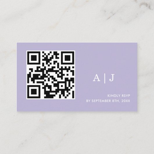 Carte D'accompagnement Elegant Light Purple and White Wedding Details (Dos)