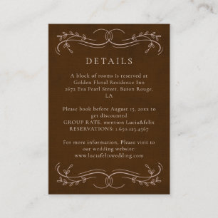 Carte D'accompagnement Elegant Linen Espresso Brown Détails du Mariage