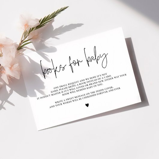 Carte D'accompagnement Elégant livre calligraphie pour bébé, Baby shower
