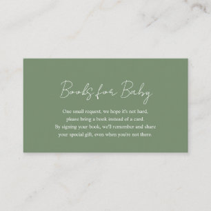 Carte D'accompagnement Élégant livre simple Sage Green pour le Baby showe