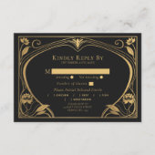 Carte D'accompagnement Élégant Lotus Art Nouveau Mariage (Devant)