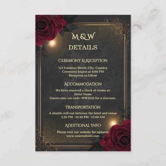 Carte D'accompagnement Elegant Luxury Goth Glam Wedding (Devant)
