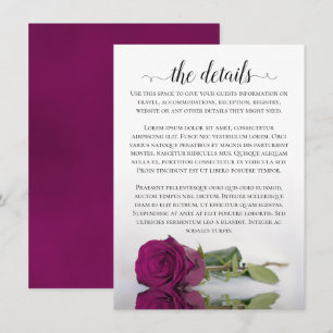 Carte D'accompagnement Elégant Magenta Reflet Rose Détails du Mariage