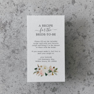 Carte D'accompagnement Élégant Magnolia   Demande de recette blanche et b