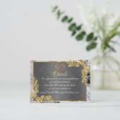 Carte D'accompagnement Elegant Marble, Grey, Gold Frame, Gold Heart (Debout devant)