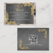 Carte D'accompagnement Elegant Marble, Grey, Gold Frame, Gold Heart (Devant / Derrière)