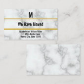 Carte D'accompagnement Elégant Marbre blanc Faux Monogramme Nous Avons Dé (Devant / Derrière)