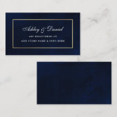 Carte D'accompagnement Elégant Mariage Aquarelle Bleu Or (Devant / Derrière)