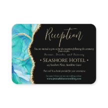 Élégant Mariage Aquarelle Noir Bleu Or Paillettes