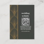 Carte D'accompagnement Élégant Mariage Art Déco Gold Green (Devant)