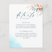 Carte D'accompagnement Elégant mariage bleu aquarelle RSVP (Devant)