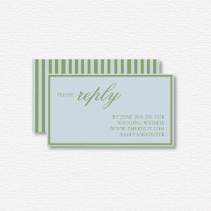 Carte D'accompagnement Elégant Mariage Blue Green Stripes