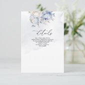 Carte D'accompagnement Élégant Mariage botanique moderne Dusty Blue Flora (Debout devant)