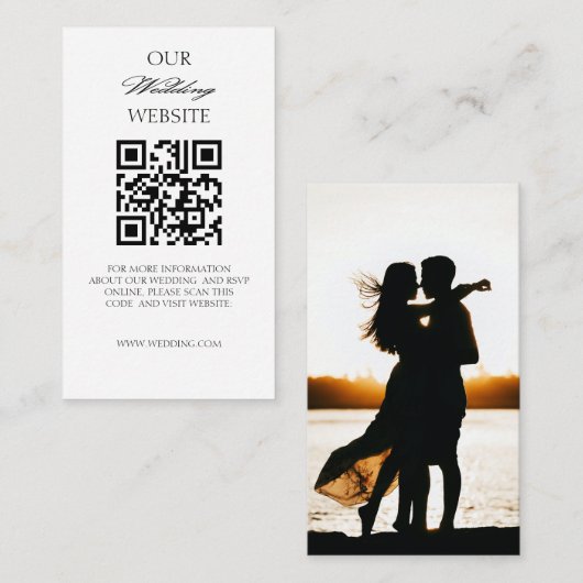 Carte D'accompagnement Élégant Mariage calligraphique romantique QRCode (Devant / Derrière)
