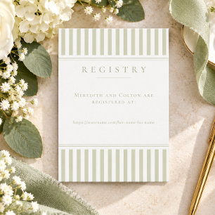 Carte D'accompagnement Élégant Mariage Classique Monogramme Rayure Sage