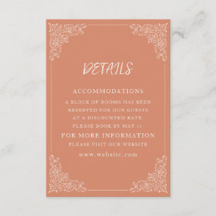 Carte D'accompagnement Élégant Mariage Crème Terracotta Vintage