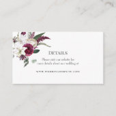 Carte D'accompagnement Elégant Mariage d'aquarelle florale bordeaux (Devant)