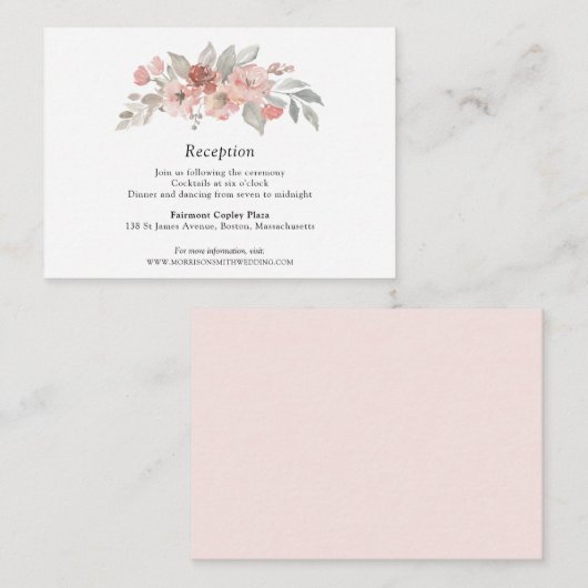 Carte D'accompagnement Élégant Mariage d'aquarelle rose pâle (Devant / Derrière)