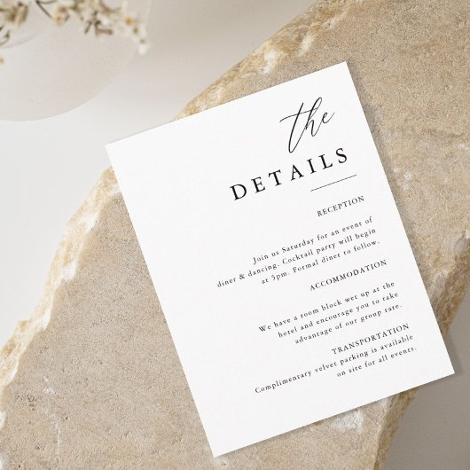 Carte D'accompagnement Élégant Mariage de calligraphie Les détails