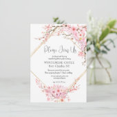 Carte D'accompagnement Élégant Mariage de code QR Cerry Blossom (Debout devant)