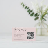 Carte D'accompagnement Élégant Mariage de code QR RSVP rose vif (Debout devant)