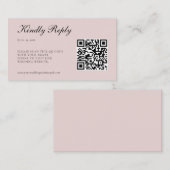 Carte D'accompagnement Élégant Mariage de code QR RSVP rose vif (Devant / Derrière)