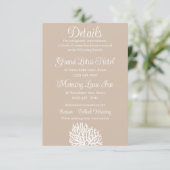 Carte D'accompagnement Elégant Mariage de corail de mer blanche (Debout devant)