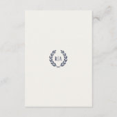 Carte D'accompagnement Élégant Mariage de crème Monogram Navy (Dos)