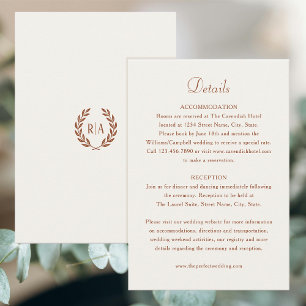 Carte D'accompagnement Élégant Mariage de crème Monogram Terracotta
