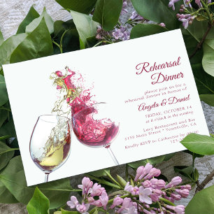 Carte D'accompagnement Élégant Mariage de danse du vin rouge et blanc