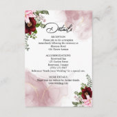 Carte D'accompagnement Élégant Mariage de fleurs bordeaux (Devant)