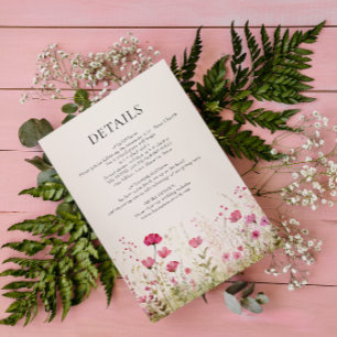 Carte D'accompagnement Élégant Mariage de fleurs sauvages crémeuses