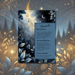 Carte D'accompagnement Élégant Mariage de Midnight Blue et Gold Forest