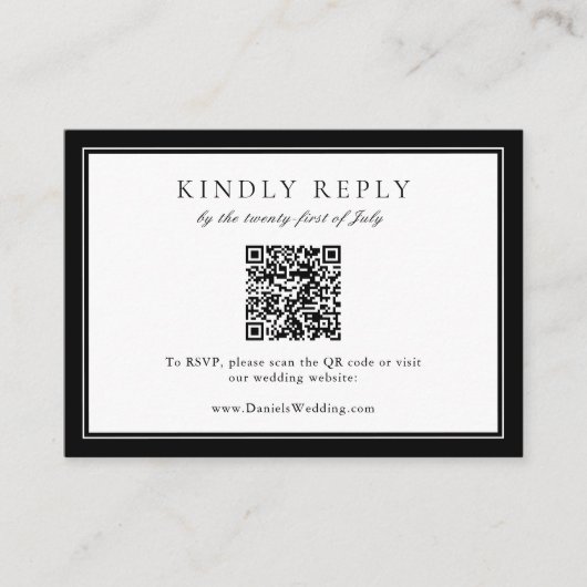 Carte D'accompagnement Elegant Mariage de monogramme feuille QR Code RSVP (Devant)