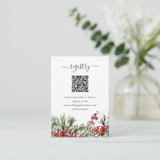 Carte D'accompagnement Élégant Mariage de Noël d'hiver registre QR Code (Debout devant)