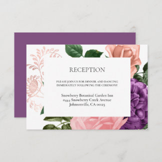 Carte D'accompagnement Elégant Mariage de pêche violet