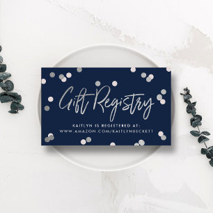 Carte D'accompagnement Élégant Mariage de registre cadeau de foil argenté